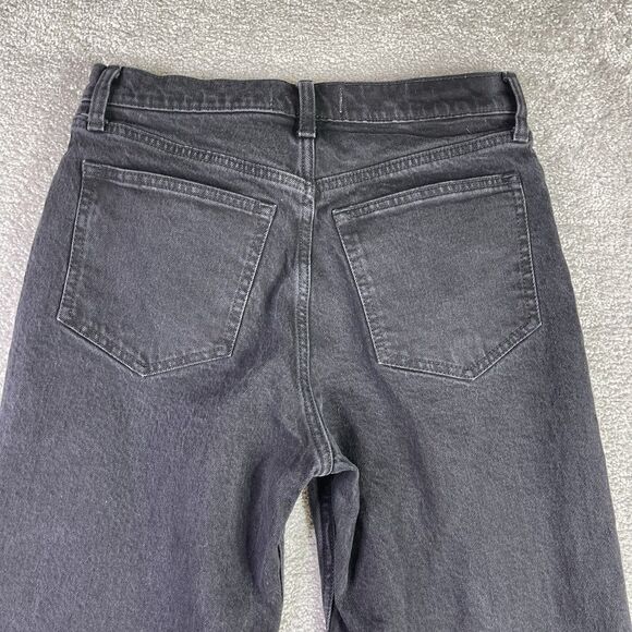 Abercrombie & Fitch Jeans Women’s 28X27 Black Straight Relaxed High Rise Cuffed - Picture 4 of 12